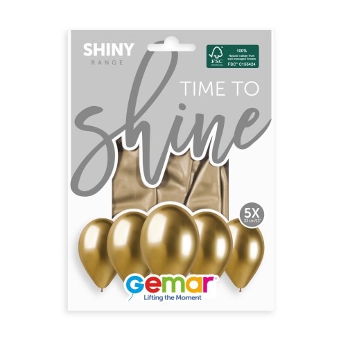 Lot de 5 ballons couleur shiny latex brillants pour déco de salle