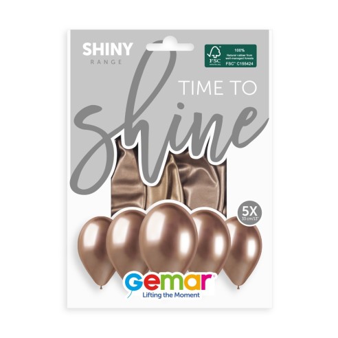 Lot de 5 ballons couleur shiny latex brillants pour déco de salle
