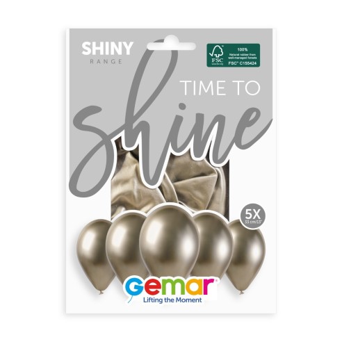 Lot de 5 ballons couleur shiny latex brillants pour déco de salle