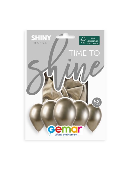 Lot de 5 ballons couleur shiny latex brillants pour déco de salle