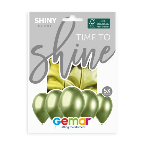 Lot de 5 ballons couleur shiny latex brillants pour déco de salle