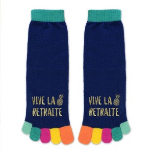 Paire de chaussettes orteils multicolore Vive la Retraite