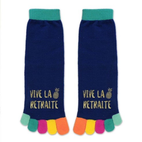 Paire de chaussettes orteils multicolore Vive la Retraite