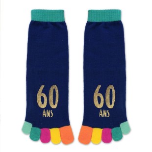 Paire de chaussettes avec orteils multicolore anniversaire 60 ans