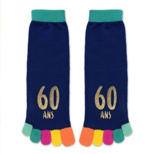 Paire de chaussettes avec orteils multicolore anniversaire 60 ans