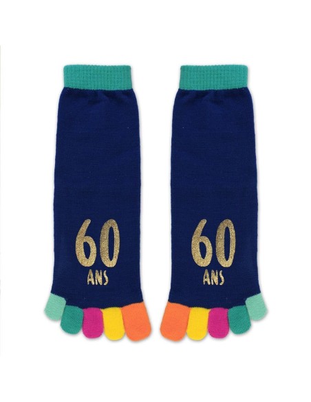 Paire de chaussettes avec orteils multicolore anniversaire 60 ans