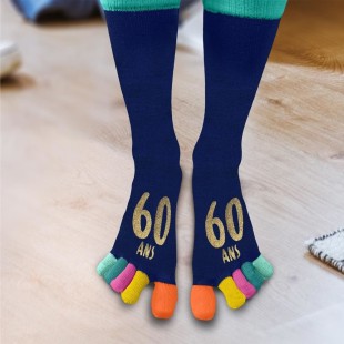 Paire de chaussettes avec orteils multicolore anniversaire 60 ans 2