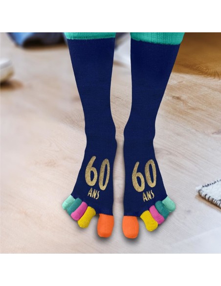 Paire de chaussettes avec orteils multicolore anniversaire 60 ans