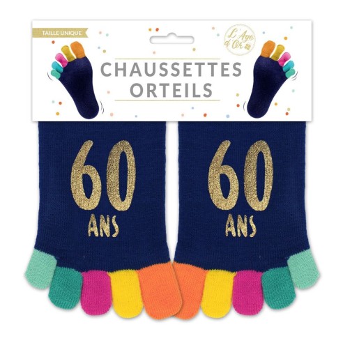 Paire de chaussettes avec orteils multicolore anniversaire 60 ans
