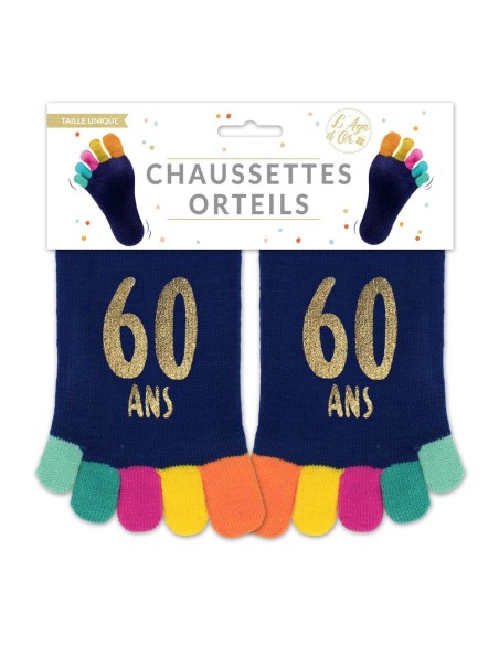Paire de chaussettes avec orteils multicolore anniversaire 60 ans