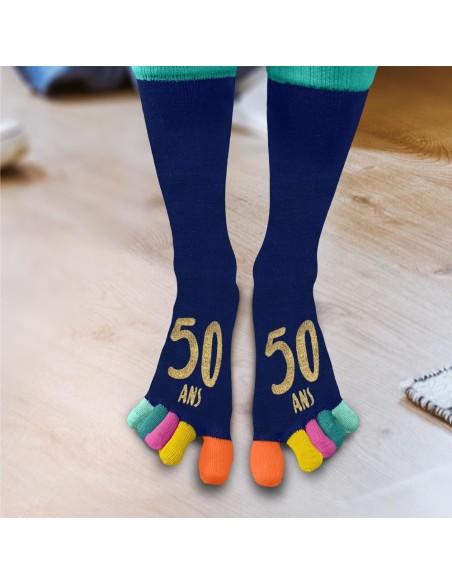 Paire de chaussettes avec orteils multicolore anniversaire 50 ans
