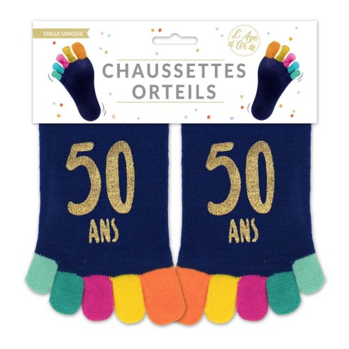 Paire de chaussettes avec orteils multicolore anniversaire 50 ans