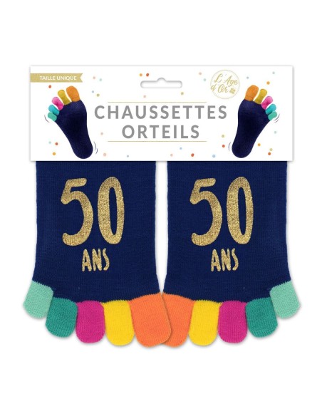 Paire de chaussettes avec orteils multicolore anniversaire 50 ans