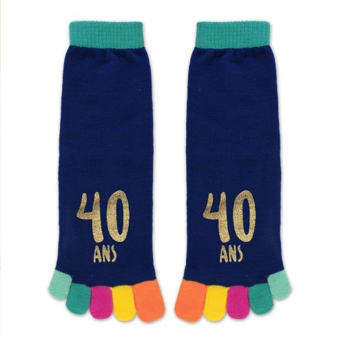 Paire de chaussettes avec orteils multicolore anniversaire 40 ans