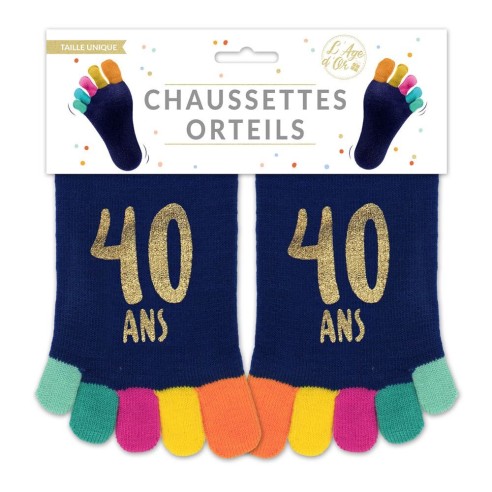 Paire de chaussettes avec orteils multicolore anniversaire 40 ans
