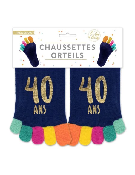 Paire de chaussettes avec orteils multicolore anniversaire 40 ans