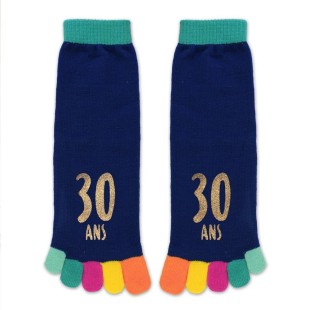 Paire de chaussettes avec orteils multicolore anniversaire 30 ans