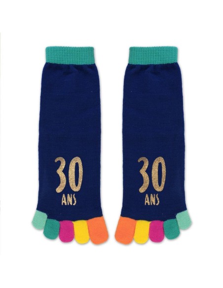 Paire de chaussettes avec orteils multicolore anniversaire 30 ans
