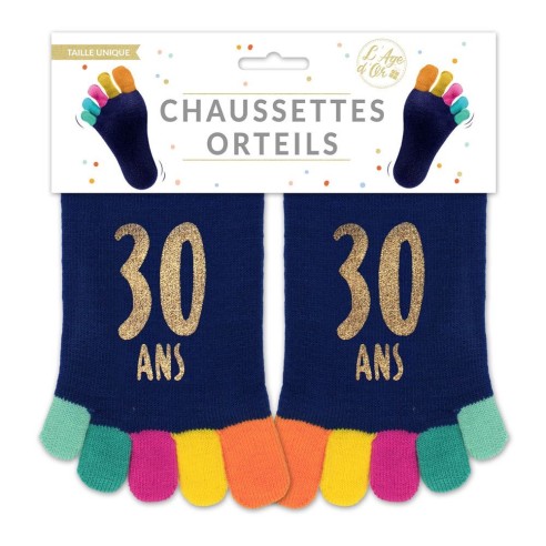 Paire de chaussettes avec orteils multicolore anniversaire 30 ans