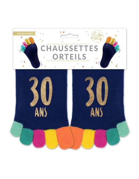 Paire de chaussettes avec orteils multicolore anniversaire 30 ans