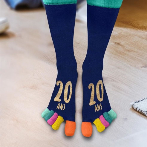 Paire de chaussettes avec orteils multicolore anniversaire 20 ans