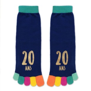 Paire de chaussettes avec orteils multicolore anniversaire 20 ans