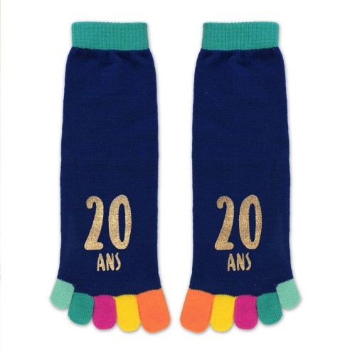 Paire de chaussettes avec orteils multicolore anniversaire 20 ans