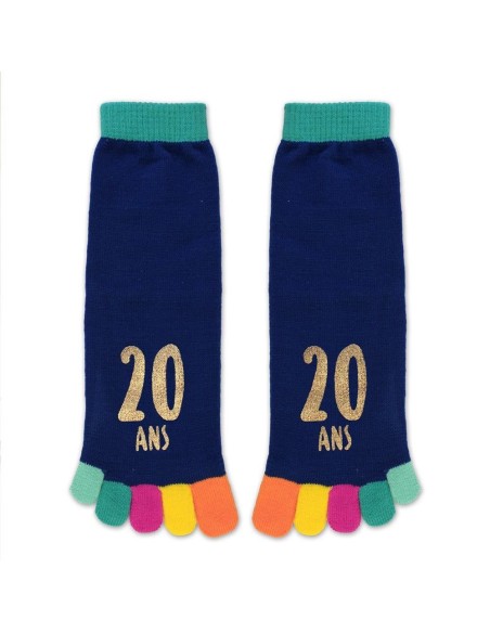 Paire de chaussettes avec orteils multicolore anniversaire 20 ans