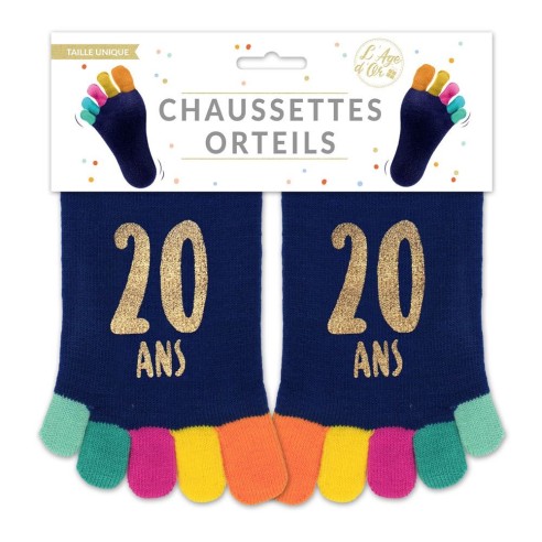 Paire de chaussettes avec orteils multicolore anniversaire 20 ans