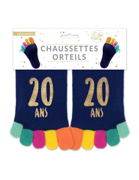 Paire de chaussettes avec orteils multicolore anniversaire 20 ans