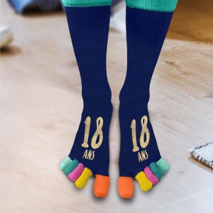 Paire de chaussettes avec orteils multicolore anniversaire 18 ans 2