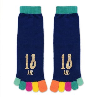 Paire de chaussettes avec orteils multicolore anniversaire 18 ans