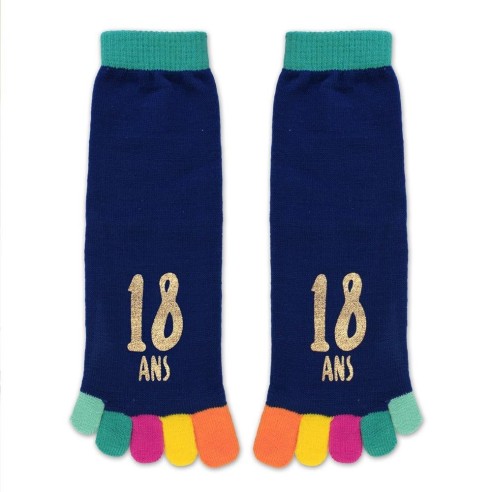 Paire de chaussettes avec orteils multicolore anniversaire 18 ans