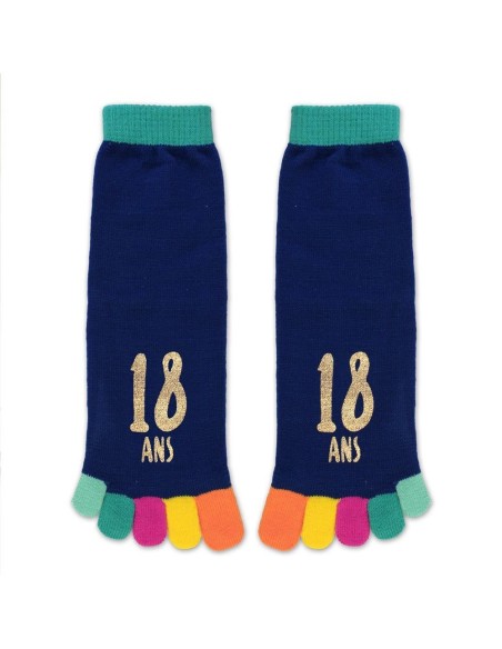 Paire de chaussettes avec orteils multicolore anniversaire 18 ans