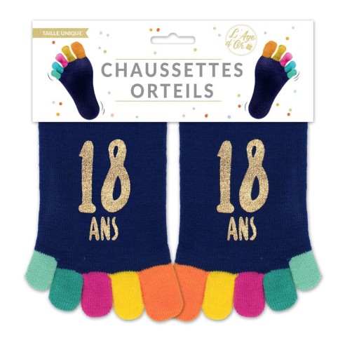 Paire de chaussettes avec orteils multicolore anniversaire 18 ans