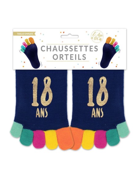 Paire de chaussettes avec orteils multicolore anniversaire 18 ans
