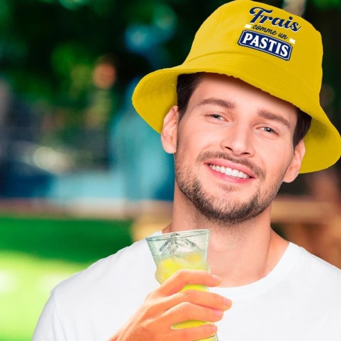 Chapeau bob jaune humoristique Frais comme un Pastis