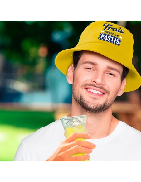 Chapeau bob jaune humoristique Frais comme un Pastis