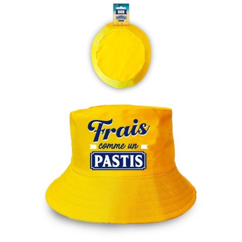 Chapeau bob jaune humoristique Frais comme un Pastis