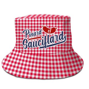 Chapeau bob rouge humoristique Pinard et Sauciflard pour apéro d'été