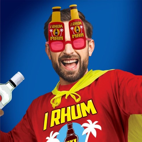 Lunettes I Rhum Man thème humoristique super héros de l'apéro
