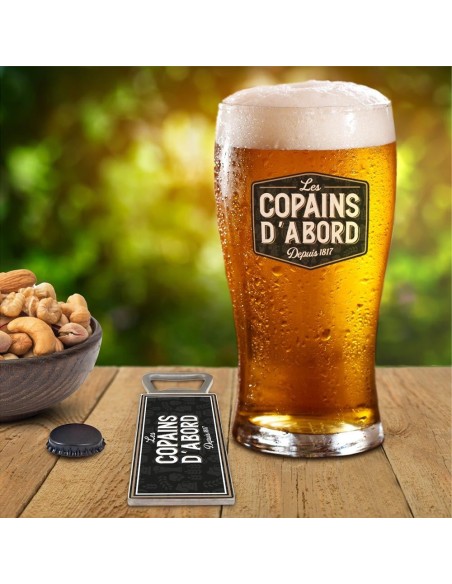 Coffret cadeau verre à bière et décapsuleur Les Copains d'Abord