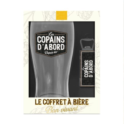 Coffret cadeau verre à bière et décapsuleur Les Copains d'Abord