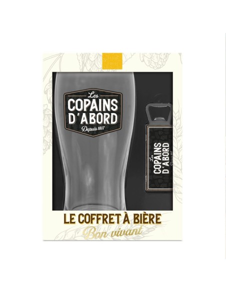 Coffret cadeau verre à bière et décapsuleur Les Copains d'Abord