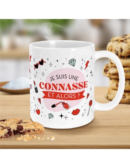 Mug paillettes blanc humoristique "Je suis une Connasse et alors ?"