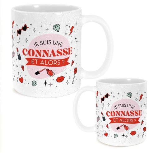Mug paillettes blanc humoristique "Je suis une Connasse et alors ?"