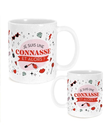 Mug paillettes blanc humoristique "Je suis une Connasse et alors ?"