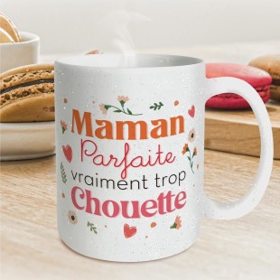 Mug paillettes blanc "Maman Parfaite Vraiment Trop Chouette" 2