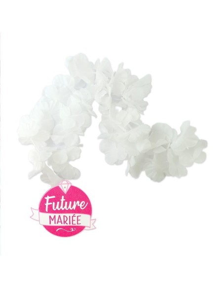 Collier de fleurs blanches Future Mariée pour EVJF entre copines