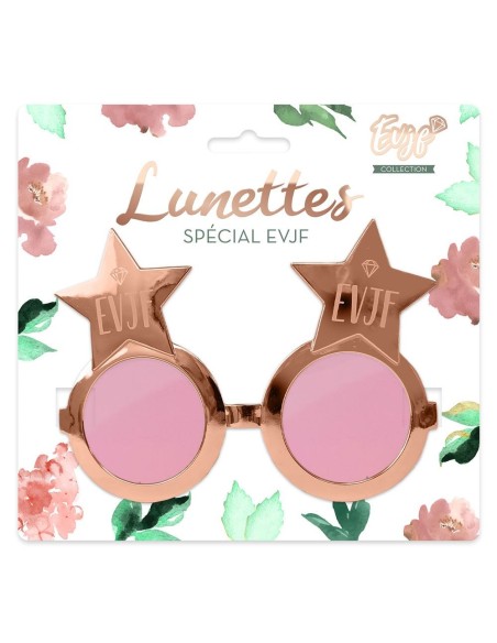 Paire de lunettes étoiles rose gold EVJF accessoires chez Festimania